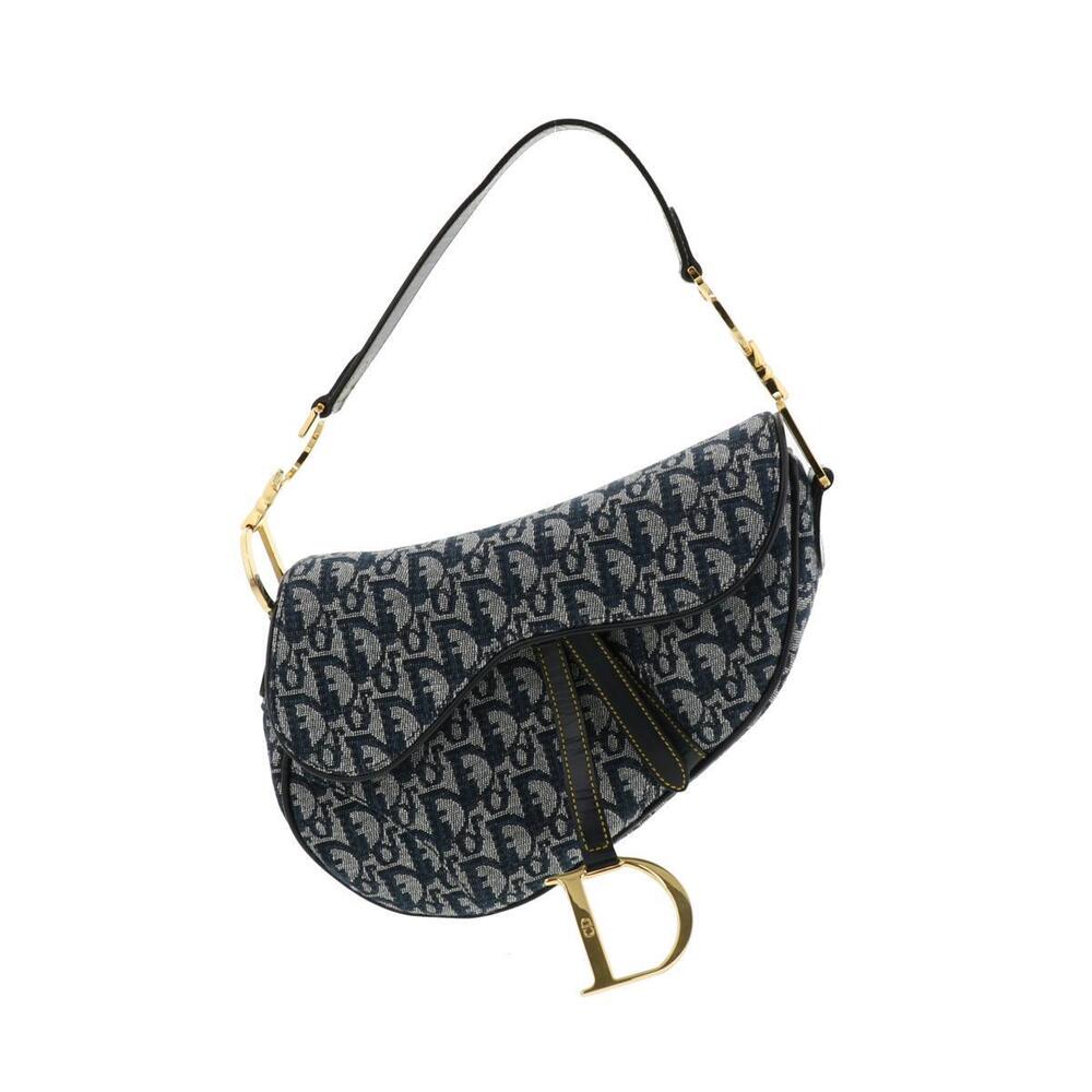 Dior Saddle Bag Shoulder Clutch Trotter Navy Blue